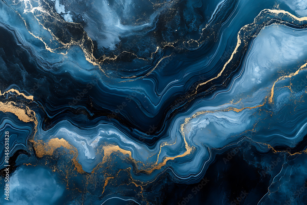 Stunning Abstract Blue and Gold Marble Design Stunning Abstract Blue and Gold Marble Design