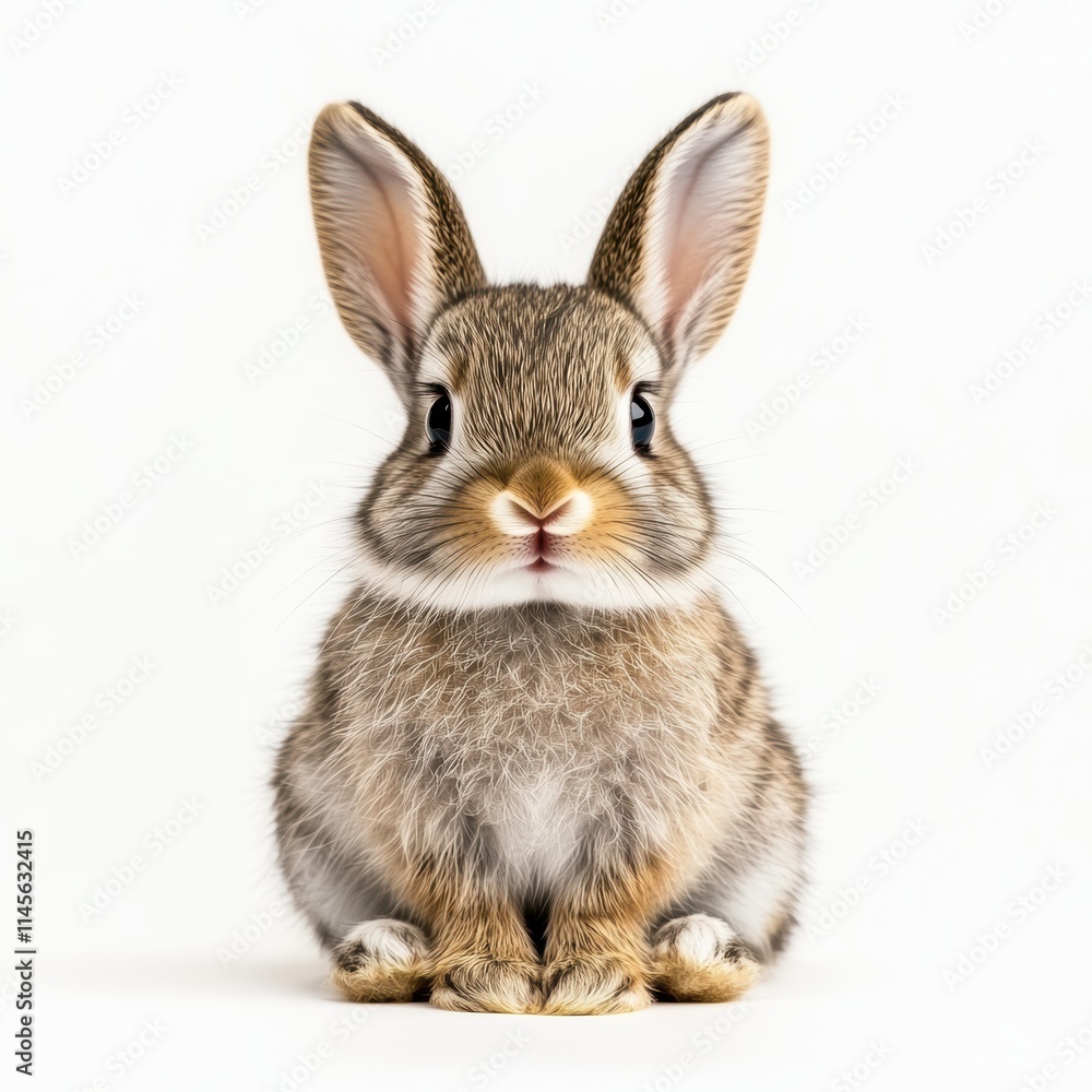 Tiny baby rabbit sitting upright with paws together indoor high fidelity minimalist close-up adorable concept Tiny baby rabbit sitting upright with paws together indoor high fidelity minimalist close-up adorable concept