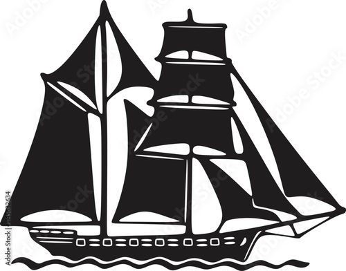 vintage sailboat vector design silhouette