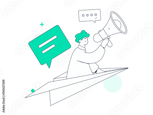 Notification announcement vector creative flat hand drawn illustration
