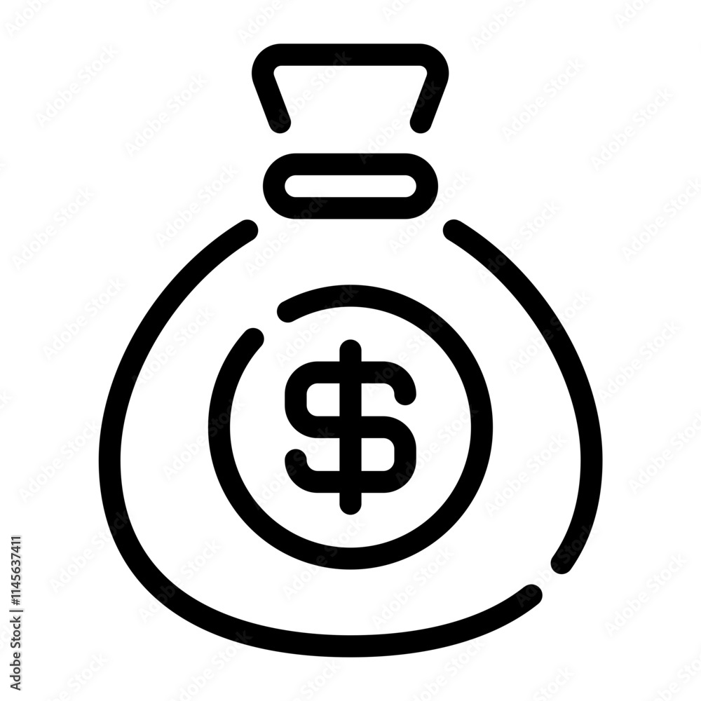 Stylized Money Bag Icon for Financial Themes Stylized Money Bag Icon for Financial Themes
