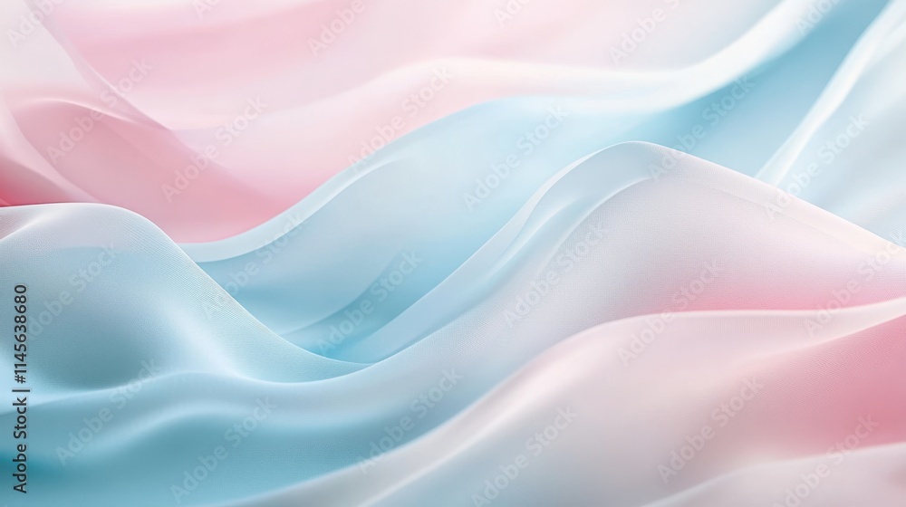 Obraz premium Soft Pastel Pink and Blue Fabric Draped Waves