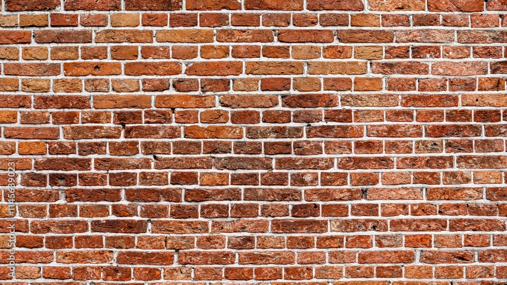 Obraz premium Closeup view of the red wall. Abstract pattern of a brick wall