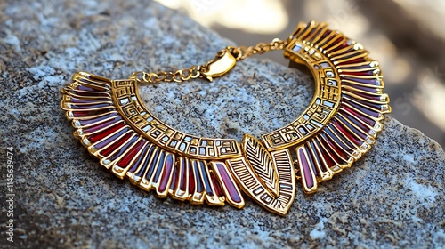Elegant Red Gold Egyptian Collar Necklace Jewelry Fashion Accessory