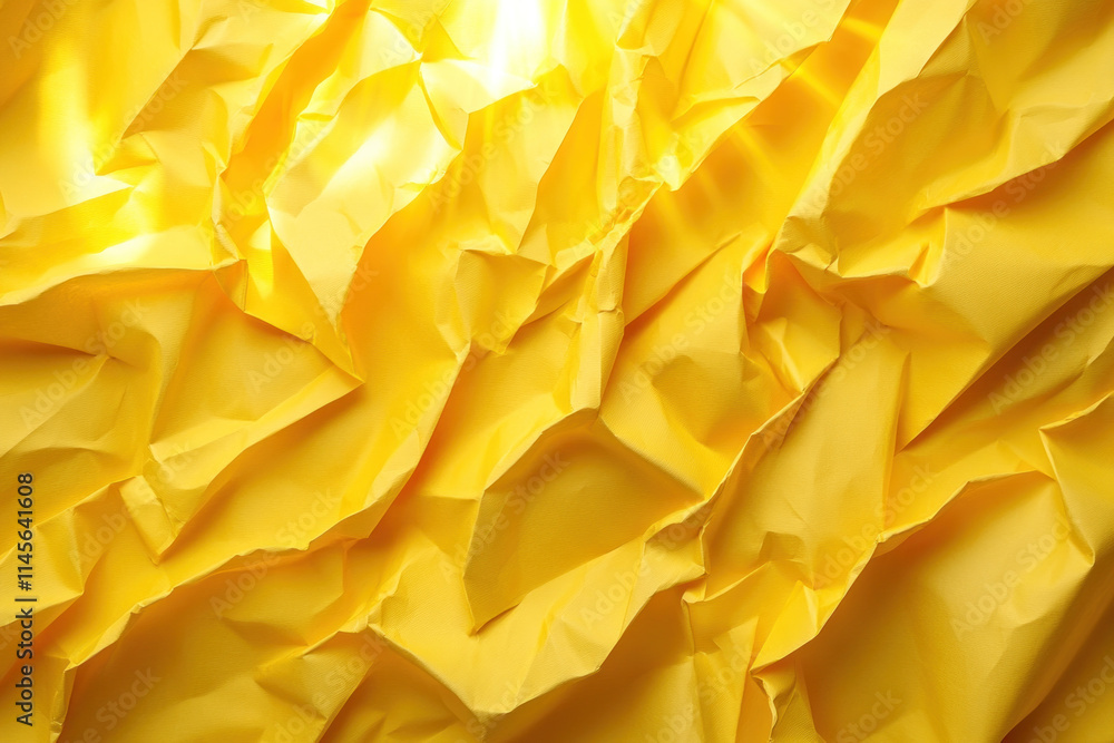 Yellow crumpled paper background with soft lighting, creating a textured and warm environment. Yellow crumpled paper background with soft lighting, creating a textured and warm environment.