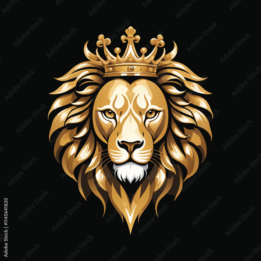 Obraz premium Golden Majesty Lion King Logo