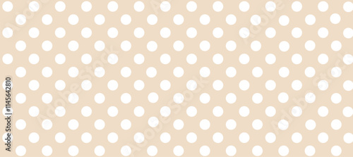 Beige seamless pattern with white polka dots