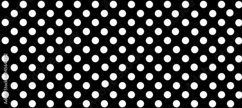 Black seamless pattern with white polka dots