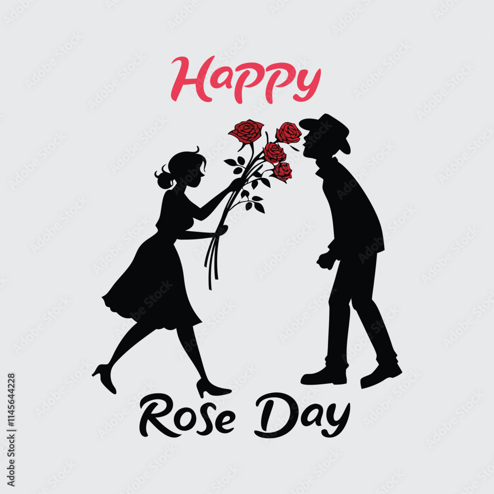 Happy rose day image silhouette vector art and illustration Happy rose day image silhouette vector art and illustration