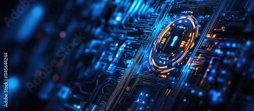 Business Technology Cyber Security Concept with Focus on Data Protection and Privacy in a Digital Network Visualization