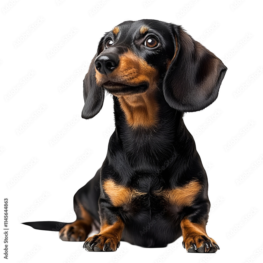 Angled view full body shot of an extremely perfect looking single Alpine Dachsbracke animal isolated on a white transparent background Angled view full body shot of an extremely perfect looking single Alpine Dachsbracke animal isolated on a white transparent background