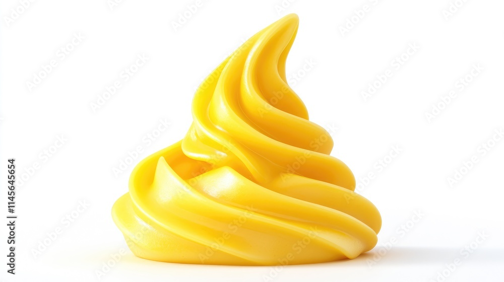 Creamy yellow mayonnaise swirl on a white background showcasing texture and form for food photography and culinary design use. Creamy yellow mayonnaise swirl on a white background showcasing texture and form for food photography and culinary design use.