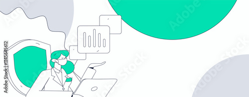 Business network security character flat vector concept operation hand drawn illustration
