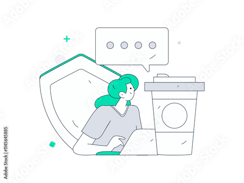 Business network security character flat vector concept operation hand drawn illustration
