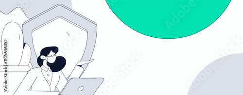 Business network security character flat vector concept operation hand drawn illustration
