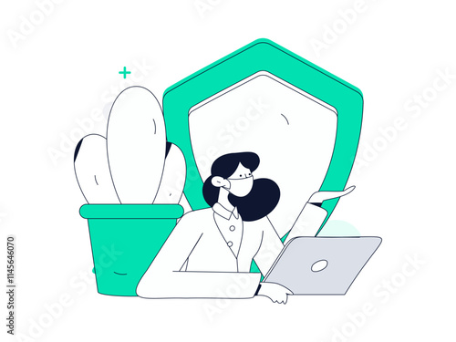 Business network security character flat vector concept operation hand drawn illustration
