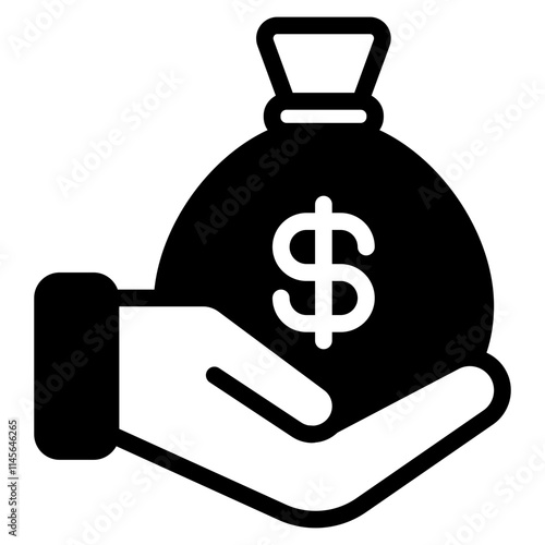 Hand Holding Money Bag Symbol