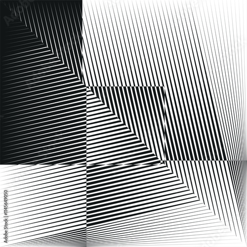 op art creative geometric pattern, halftone black and white background, vector design element