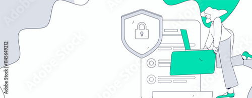 Business network security character flat vector concept operation hand drawn illustration
