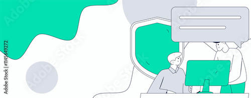 Business network security character flat vector concept operation hand drawn illustration
