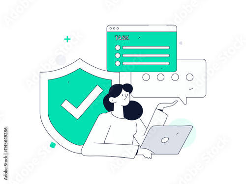 Business network security character flat vector concept operation hand drawn illustration
