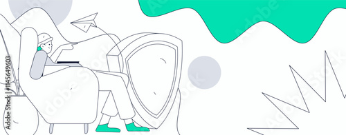 Business network security character flat vector concept operation hand drawn illustration
