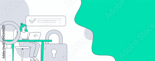 Business network security character flat vector concept operation hand drawn illustration
