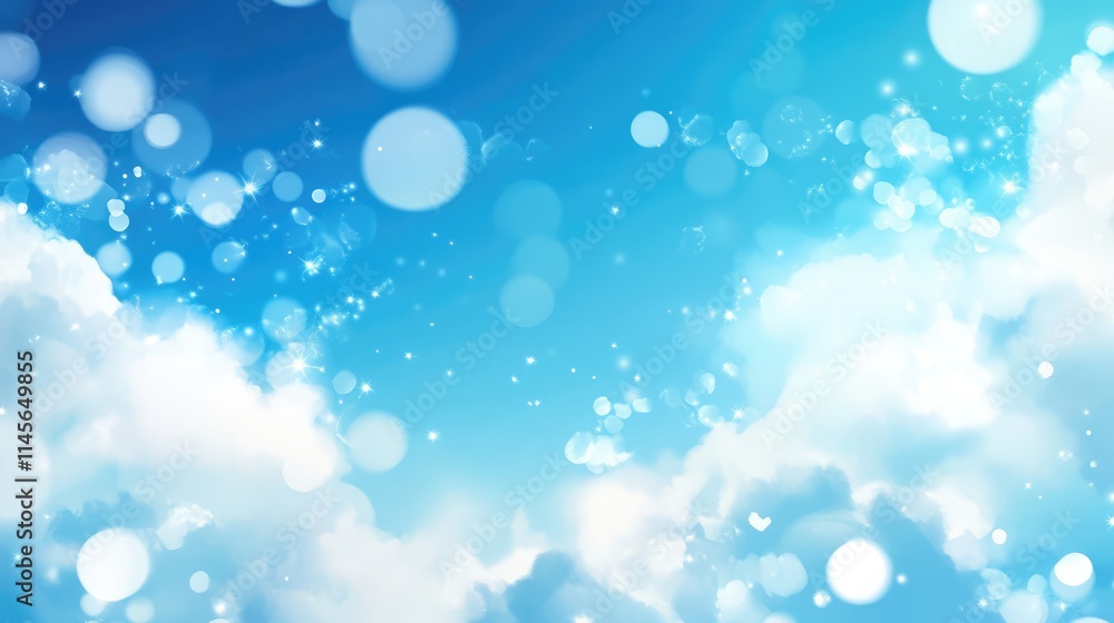 Ethereal blue sky with soft clouds and gentle bokeh effect creating a serene and tranquil atmosphere for design and background use. Ethereal blue sky with soft clouds and gentle bokeh effect creating a serene and tranquil atmosphere for design and background use.