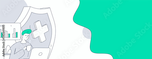 Business network security character flat vector concept operation hand drawn illustration
