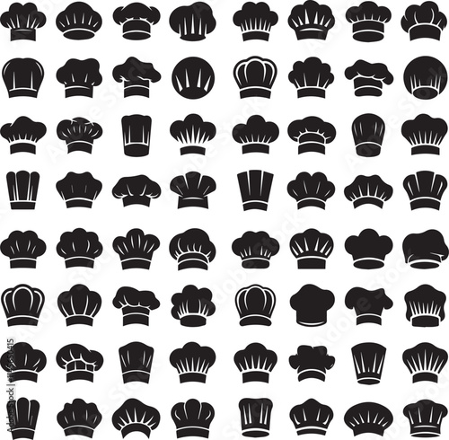 silhouette chef's hats with slightly different shapes and styles. vector design