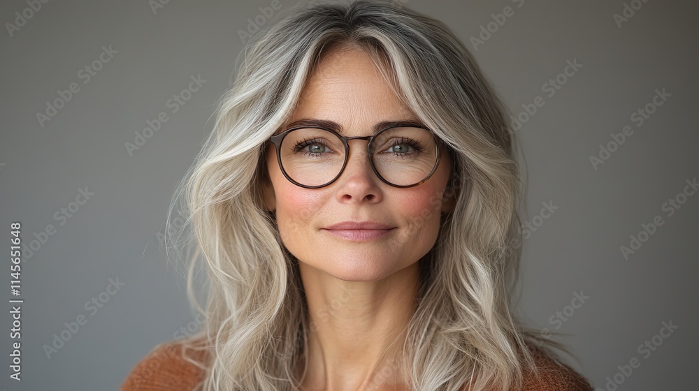 A mature executive assistant with glasses stands confidently in a studio, representing a professional businesswoman with a strong work ethic and dedication to her company's mission. A mature executive assistant with glasses stands confidently in a studio, representing a professional businesswoman with a strong work ethic and dedication to her company's mission.