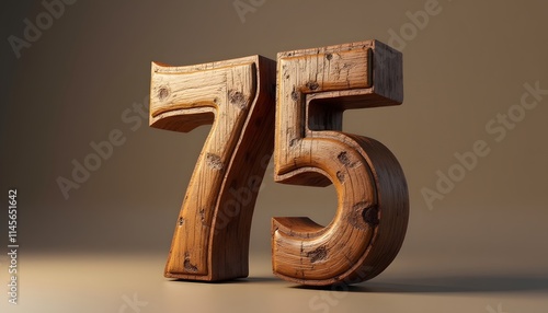 Rustic Wooden Number 75: A 3D Render of  Aged Wood Texture photo