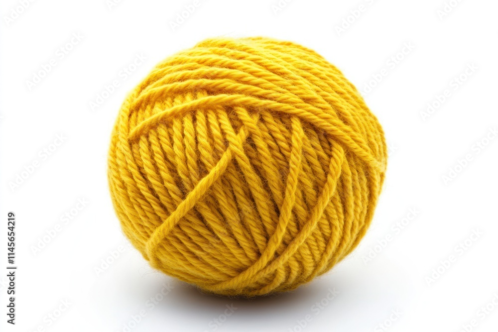A ball of bright yellow yarn isolated on a white background. A ball of bright yellow yarn isolated on a white background.