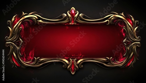 Ornate Gold Frame with Red Gems and Swirls