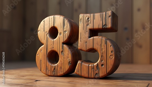 Wooden Number Eighty-Five: Rustic Charm and Digital Design