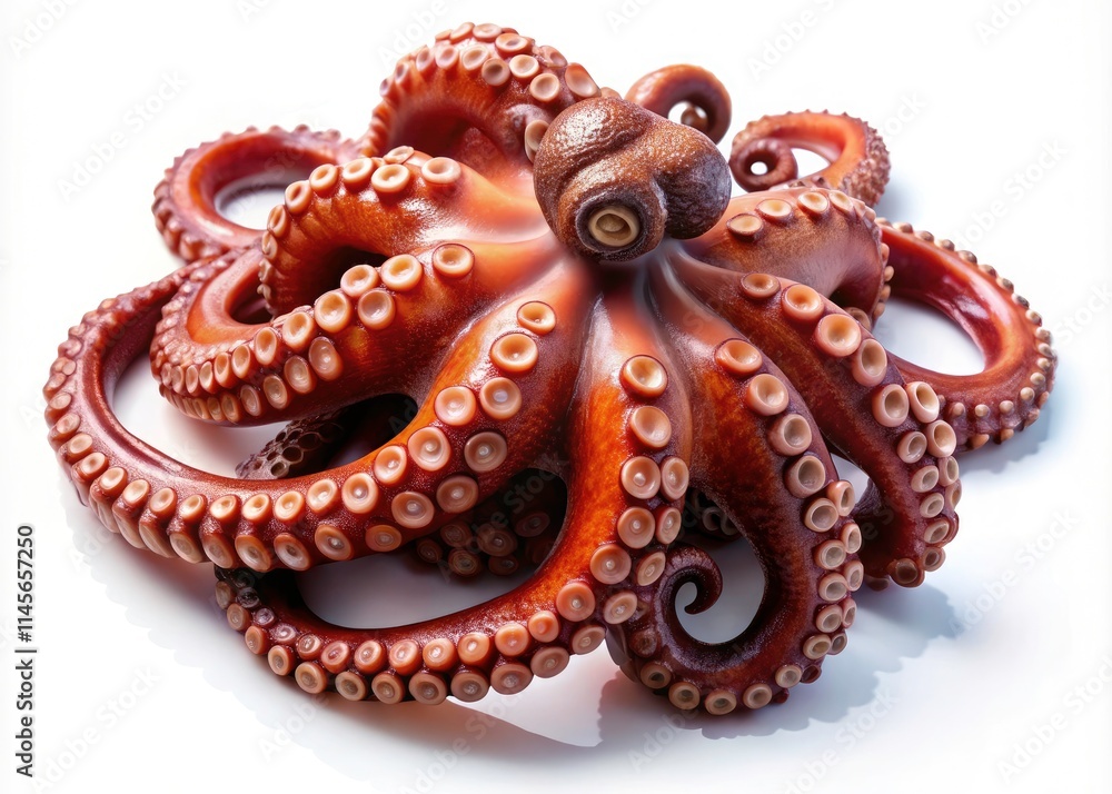 Fototapeta premium 3D Octopus Food Photography: Full Body Seafood Image, White Background