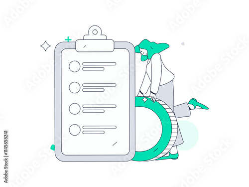 Invite friends to conduct questionnaire flat vector concept operation hand drawn illustration
