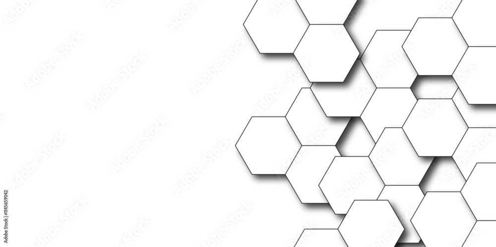 Abstract hexagonal futuristic 3d white surface. Luxury white pattern with hexagons. 3D futuristic abstract honeycomb mosaic background. 3d hexagon with shadow Abstract hexagonal futuristic 3d white surface. Luxury white pattern with hexagons. 3D futuristic abstract honeycomb mosaic background. 3d hexagon with shadow