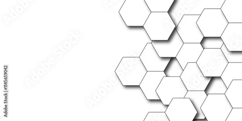 Abstract hexagonal futuristic  3d white surface. Luxury white pattern with hexagons. 3D futuristic abstract honeycomb mosaic background. 3d hexagon with shadow