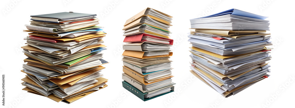 stack documents set cut out isolated on transparent background stack documents set cut out isolated on transparent background