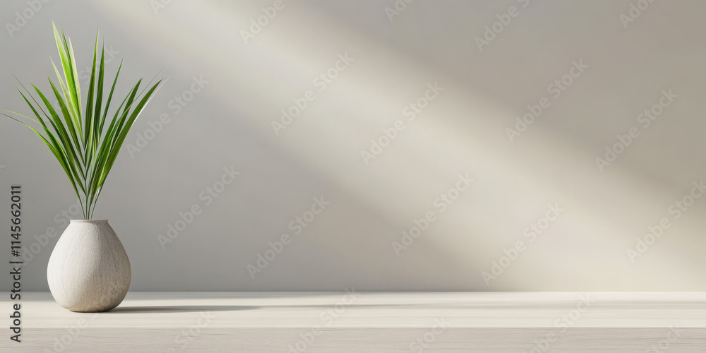 Minimalist plant arrangement enhancing modern interior design in a well-lit room Minimalist plant arrangement enhancing modern interior design in a well-lit room