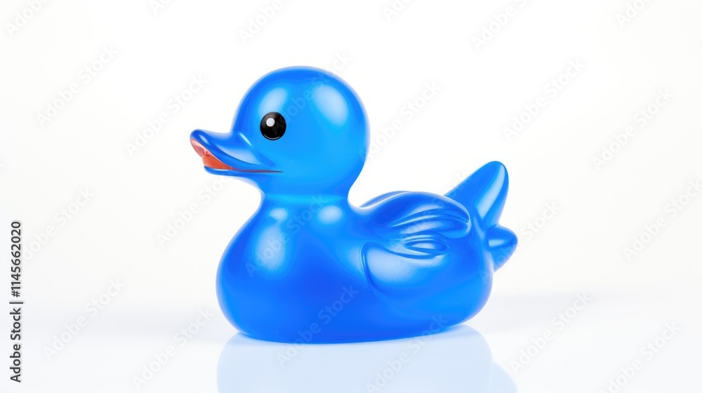 Bright blue rubber duck toy isolated on a clean white background perfect for playful and vibrant children's themes or bath time imagery Bright blue rubber duck toy isolated on a clean white background perfect for playful and vibrant children's themes or bath time imagery