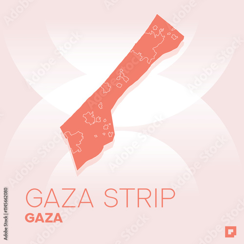 Gaza Strip vector map, Vector map of Gaza Strip, editable eps, AI files, Vector illustration of Gaza Strip vector map