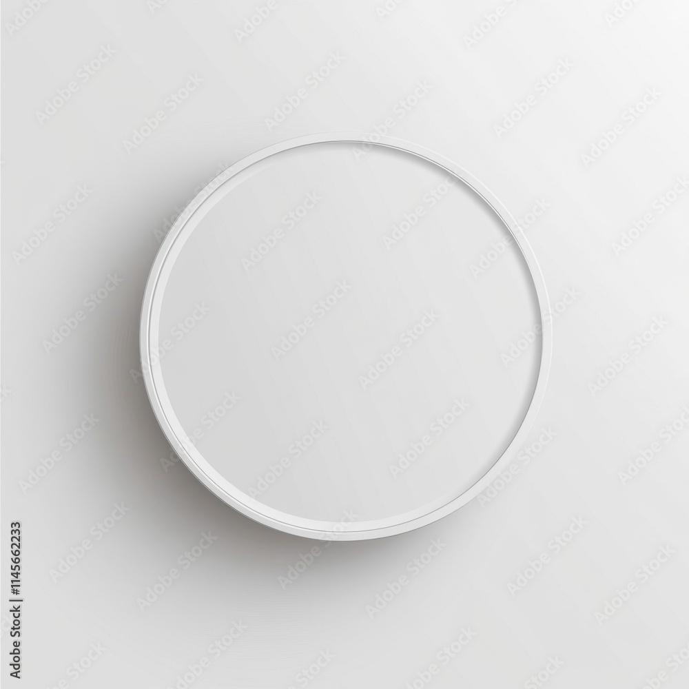 Minimalist White Circle Frame on Wall - Modern Design Element Minimalist White Circle Frame on Wall - Modern Design Element