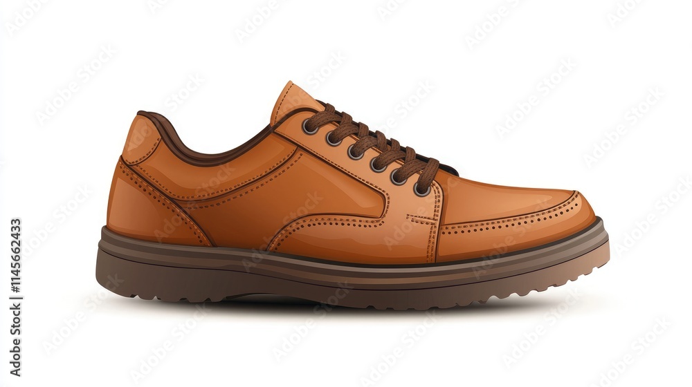 Brown leather men's dress shoe on white background stylish and comfortable footwear for formal and casual occasions Brown leather men's dress shoe on white background stylish and comfortable footwear for formal and casual occasions