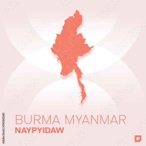Burma Myanmar vector map, Vector map of Burma Myanmar, editable eps, AI files, Vector illustration of Burma Myanmar vector map