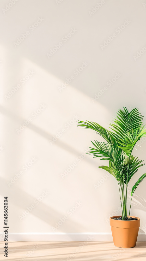 Indoor tropical plant enhances the ambiance of a minimalist living space Indoor tropical plant enhances the ambiance of a minimalist living space