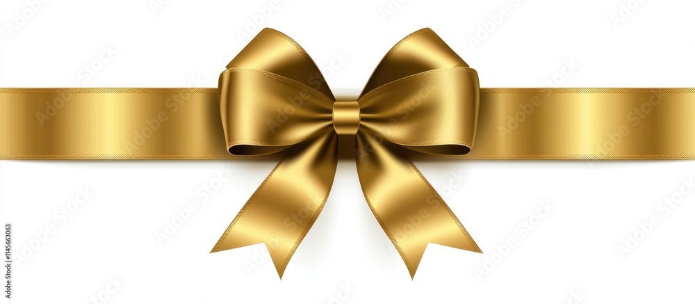 Elegant golden ribbon and bow design isolated on a clean white background perfect for gift packaging and festive occasions Elegant golden ribbon and bow design isolated on a clean white background perfect for gift packaging and festive occasions