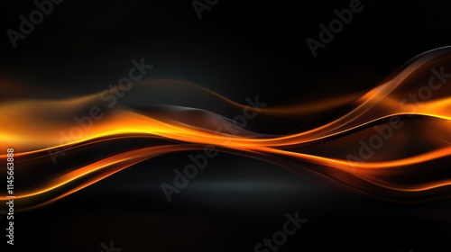 Dynamic abstract flame waves with vibrant orange and black hues on a dark background for creative design and artistic visuals.