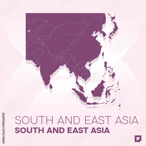 South and east Asia vector map, Vector map of South and east Asia, editable eps, AI files, Vector illustration of South and east Asia vector map